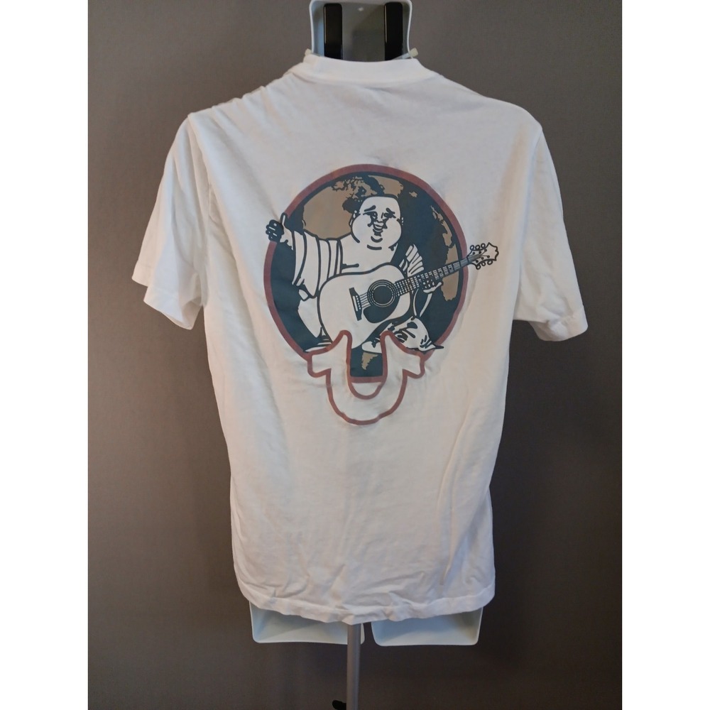 True religion‎ BUDDHA WORLD CREW TEE Size L With Embossed Felt Logo Design